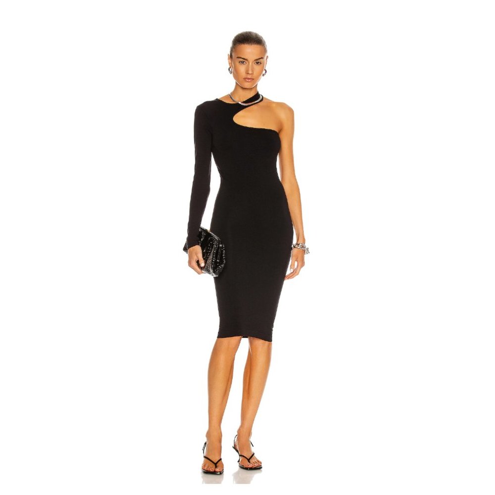 Helmut Lang One-Shoulder Seamless Jersey Cutout Dress